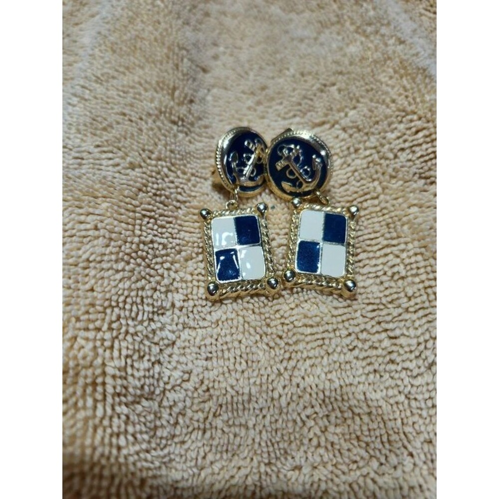 Nautical Anchor vintage clip earrings